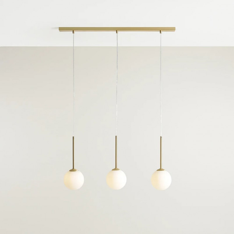 Lampa wisząca Bosso Brass III | Biało-mosiężna, 3 kule - Aldex
