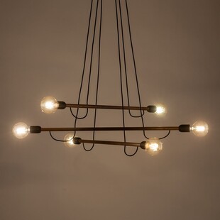 Lampa wisząca loft "patyczak" Helix Wood VI 93cm czarny / orzech TK Lighting