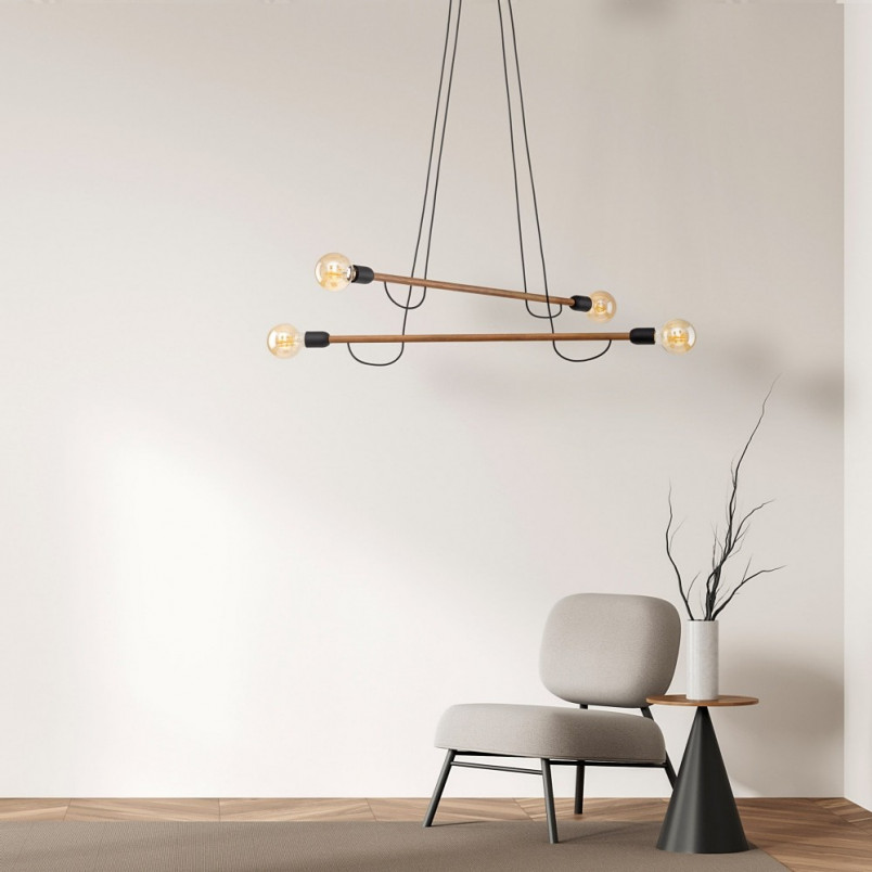 Lampa wisząca Helix Wood IV | Loftowa lampa z drewna | TK Lighting