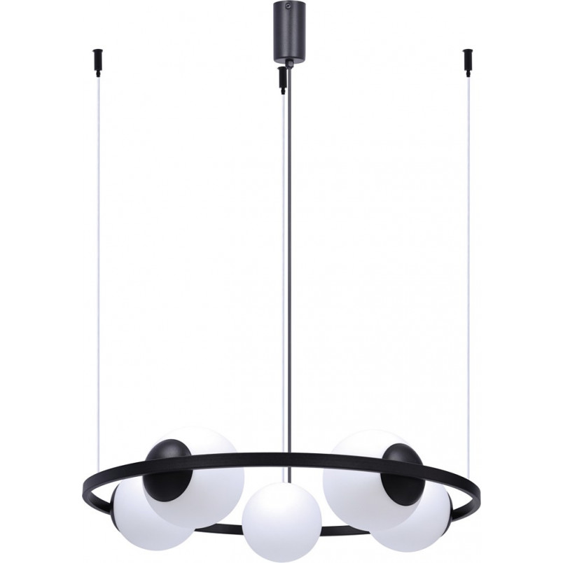 Lampa wisząca Orbit: 5 szklanych kul, nowoczesny design