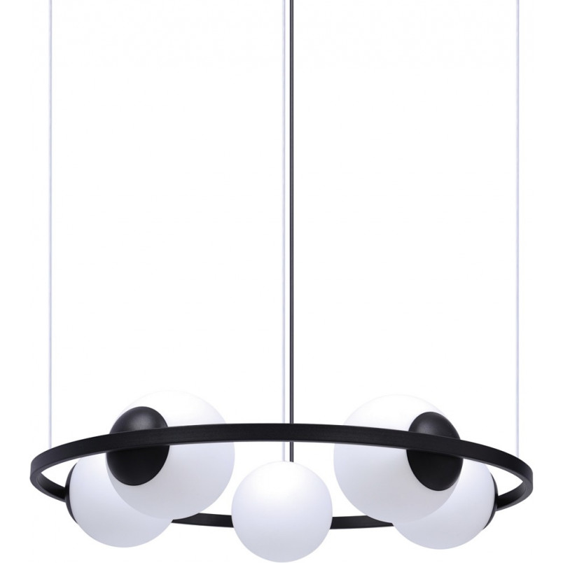 Lampa wisząca Orbit: 5 szklanych kul, nowoczesny design