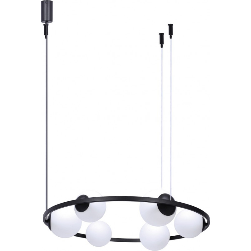 Lampa wisząca Orbit: 6 szklanych kul, nowoczesny design