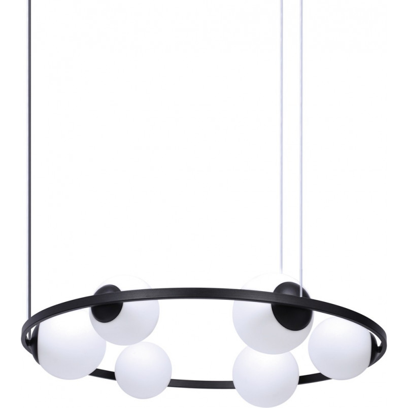 Lampa wisząca Orbit: 6 szklanych kul, nowoczesny design