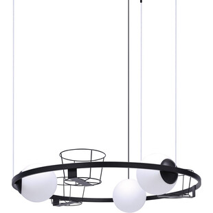 Lampa wisząca okrągła szklane kule z kwietnikami Plant 78cm biało-czarna Zumaline