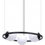 Lampa wisząca okrągła 3 szklane kule Orbit 58cm biało-czarna Zumaline