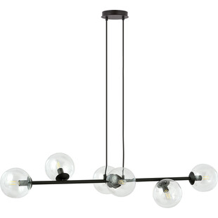 Lampa wisząca podłużna szklane kule Rossi VI czarno-przezroczysta marki Emibig