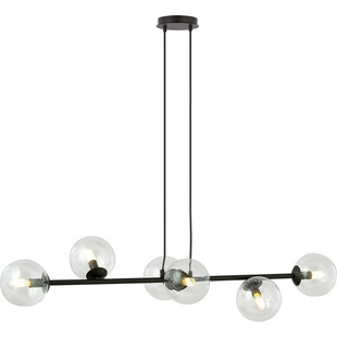 Lampa wisząca podłużna szklane kule Rossi VI czarno-przezroczysta marki Emibig