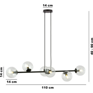 Lampa wisząca Rossi VI - szklane kule, 110cm | Emibig