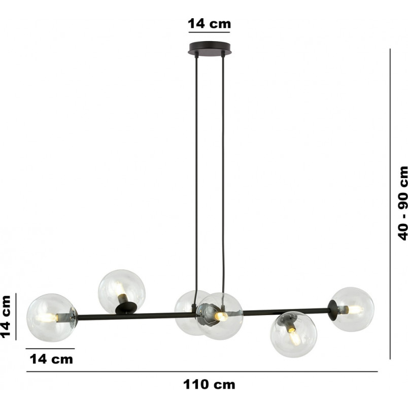 Lampa wisząca Rossi VI - szklane kule, 110cm | Emibig