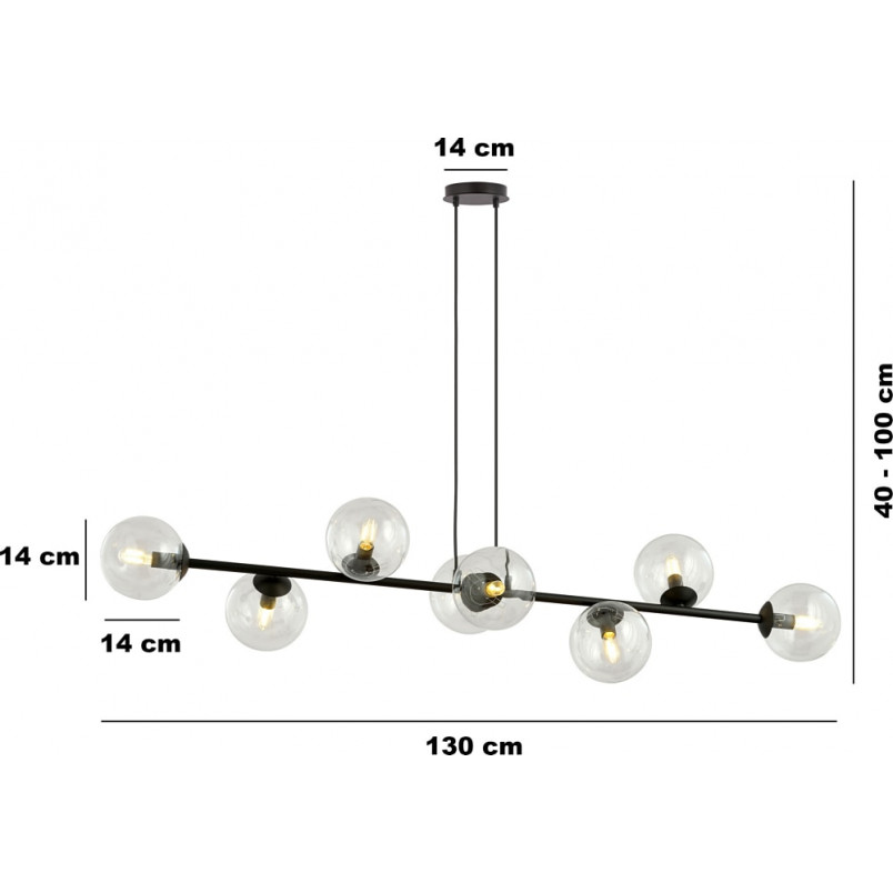 Lampa wisząca Rossi VIII | Szklane kule, 130cm | Emibig