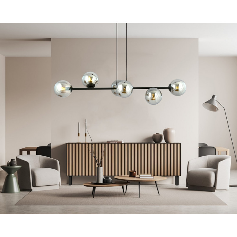 Lampa wisząca Rossi VI | 110cm | Szkło, Grafito | Emibig