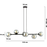Lampa wisząca Rossi VI | 110cm | Szkło, Grafito | Emibig