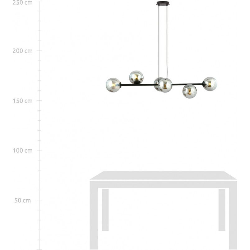 Lampa wisząca Rossi VI | 110cm | Szkło, Grafito | Emibig