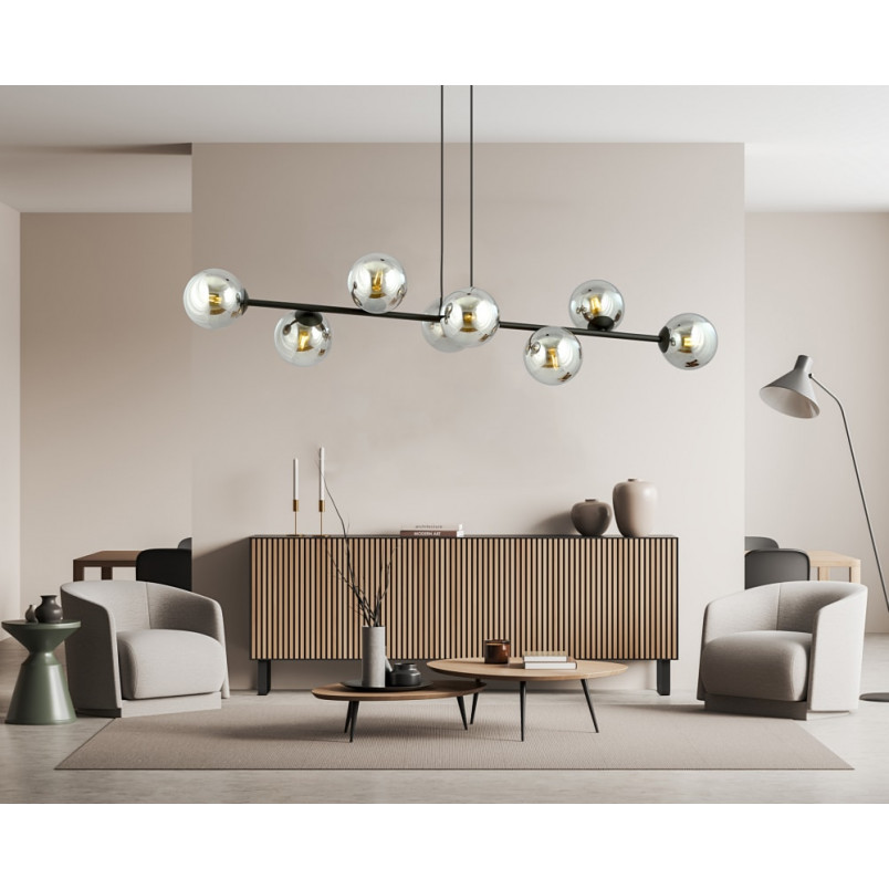 Lampa wisząca Rossi VIII - 8 kule szklane, 130cm | Emibig
