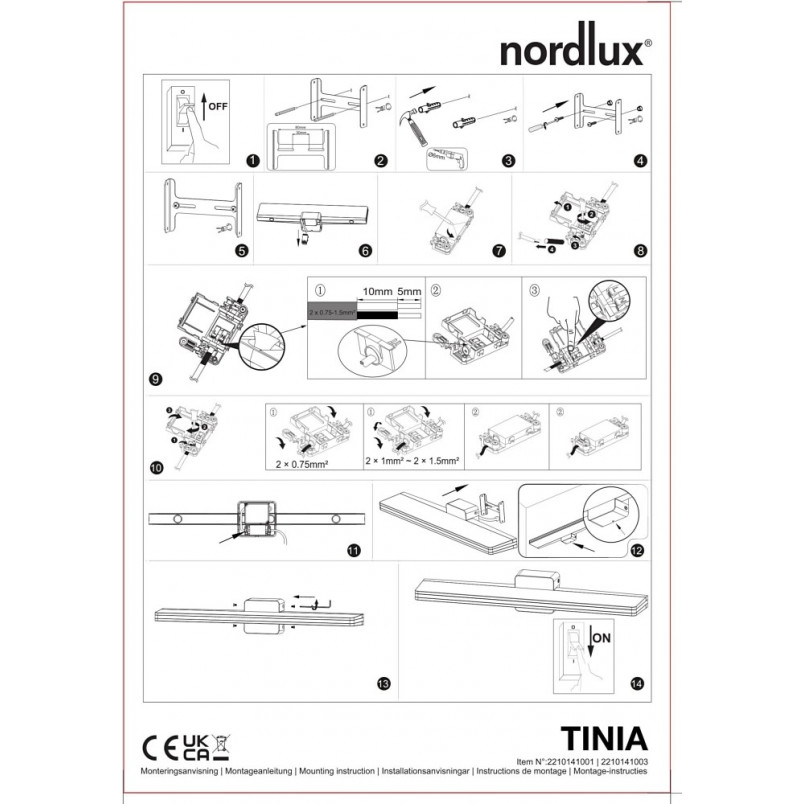 Kinkiet łazienkowy LED Tinia 60cm czarny | Nordlux