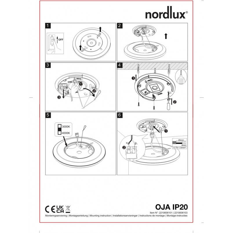 Plafon LED Oja Nordlux | Biały, Okrągły | 3000/4000K