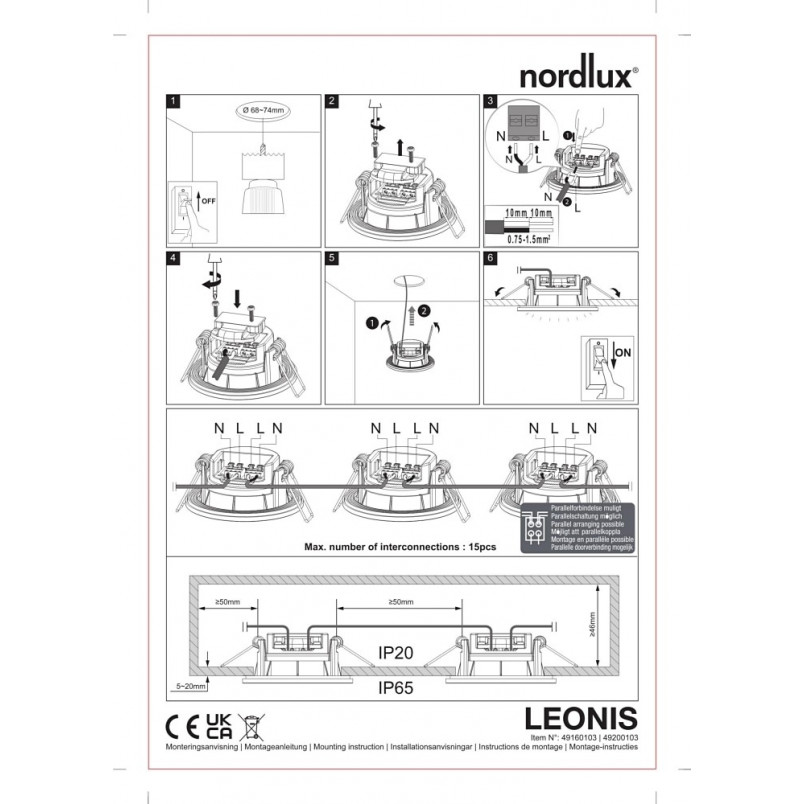 Downlight LED Nordlux Leonis - 3 sztuki, czarny | Oświetlenie