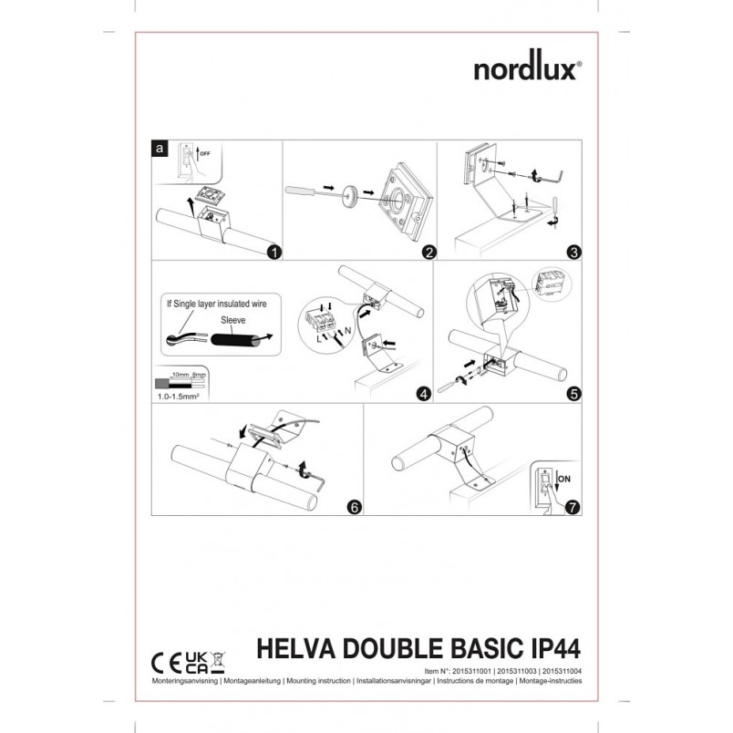 Kinkiet łazienkowy Nordlux Helva Double - biało-drewniany, LED