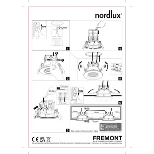 Nordlux Fremont: Downlight LED 3 sztuki, stal szczotkowana, IP65