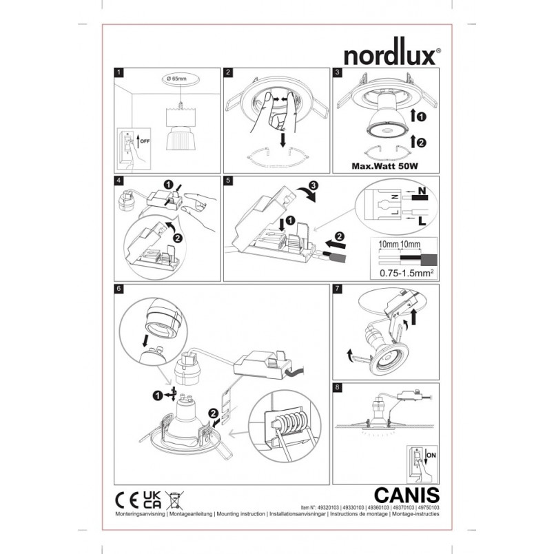 Lampa Downlight Canis LED Nordlux | 3 sztuki, 4000K, Czarna