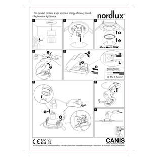 Lampa Downlight Nordlux Canis - 3 sztuki, Nikiel, 2700K