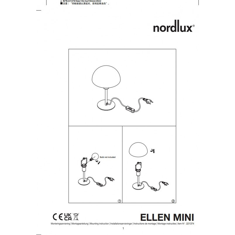 Lampa stołowa Ellen Mini biała - Nordlux | Skandynawski design