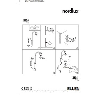 Kinkiet Retro Ellen Nordlux | Biały/Mosiądz 20cm