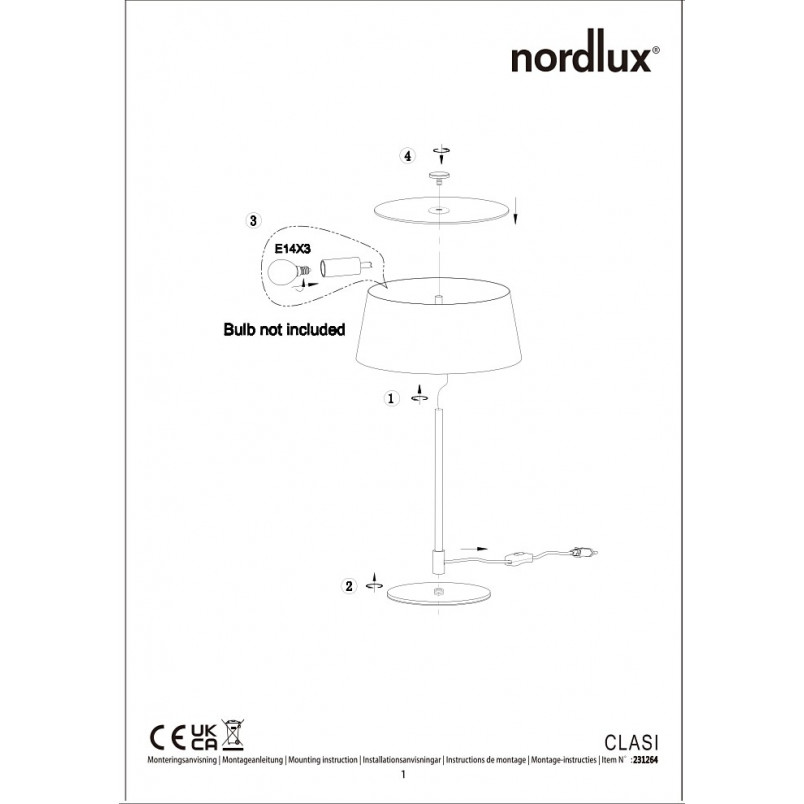 Lampa stołowa Art Deco Clasi czarno-złota | Nordlux