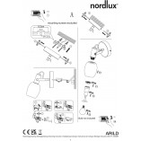 Kinkiet Retro Arild Nordlux | Szkło, Biały/Czarny/Mosiądz