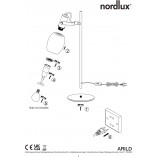Lampa stołowa retro Arild | Nordlux - Biały/Czarny/Mosiądz