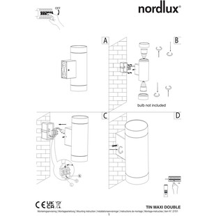 Kinkiet zewnętrzny Tin Maxi Double | Nordlux - Oświetlenie Ogrodu