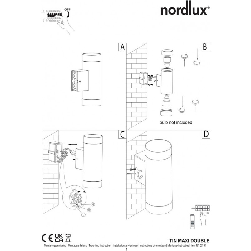 Kinkiet zewnętrzny Tin Maxi Double | Nordlux - Oświetlenie Ogrodu