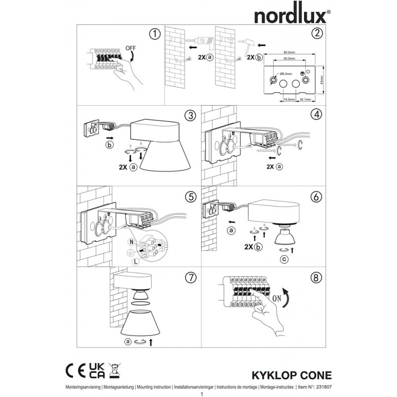 Kinkiet zewnętrzny Nordlux Kyklop Cone czarny | Sklep z lampami