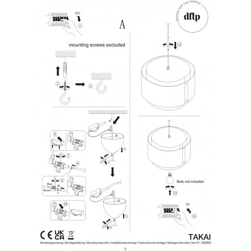 Lampa wisząca Takai beżowa | Design For The People