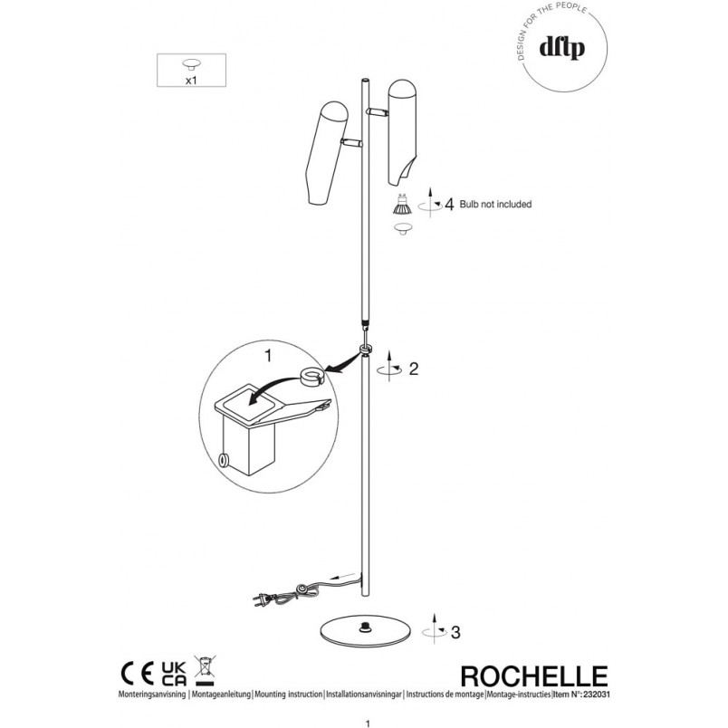 Lampa podłogowa Rochelle czarna | Design For The People