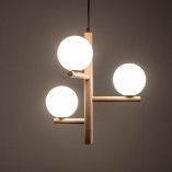 Lampa wisząca Estera Wood | 3 szklane kule, drewno | TK Lighting