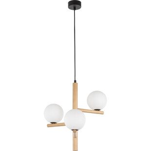 Lampa wisząca Estera Wood | 3 szklane kule, drewno | TK Lighting