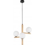 Lampa wisząca Estera Wood | 3 szklane kule, drewno | TK Lighting