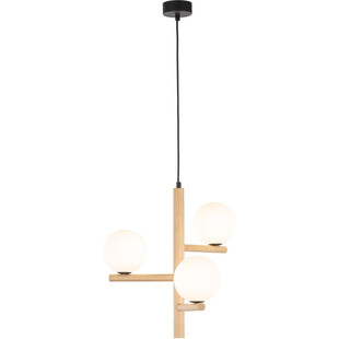 Lampa wisząca 3 szklane kule z drewnem Estera Wood 33cm TK lighting