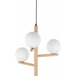 Lampa wisząca Estera Wood | 3 szklane kule, drewno | TK Lighting