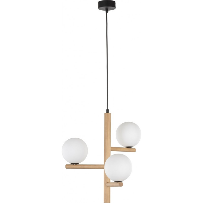 Lampa wisząca Estera Wood | 3 szklane kule, drewno | TK Lighting