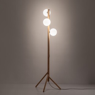 Lampa podłogowa 3 szklane kule na trójnogu Estera Wood TK Lighting