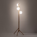 Lampa podłogowa Estera Wood | 3 szklane kule, drewno | TK Lighting