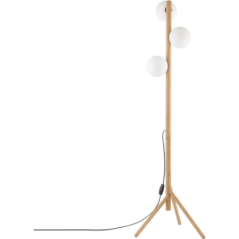 Lampa podłogowa Estera Wood | 3 szklane kule, drewno | TK Lighting