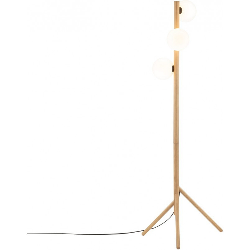Lampa podłogowa Estera Wood | 3 szklane kule, drewno | TK Lighting