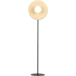 Lampa podłogowa ze sklejki Soho drewno / opal / czarny Emibig