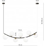Lampa Wisząca Ritz | 7 Szklanych Kul | Biały/Złoty/Czarny | Emibig
