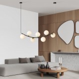 Lampa Wisząca Ritz | 7 Szklanych Kul | Biały/Złoty/Czarny | Emibig