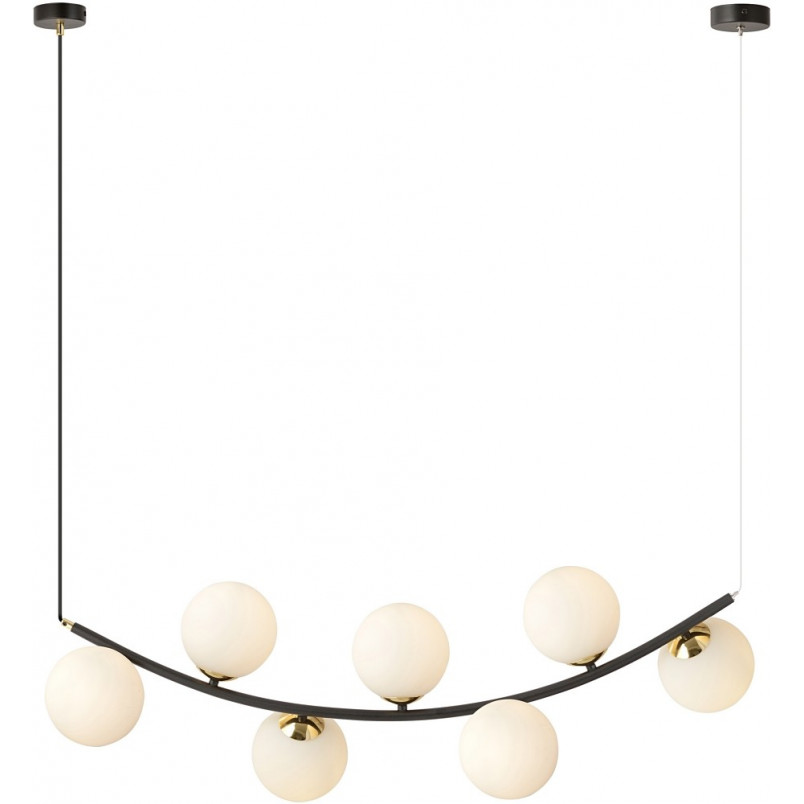 Lampa Wisząca Ritz | 7 Szklanych Kul | Biały/Złoty/Czarny | Emibig