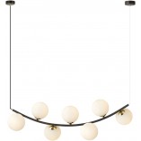 Lampa Wisząca Ritz | 7 Szklanych Kul | Biały/Złoty/Czarny | Emibig